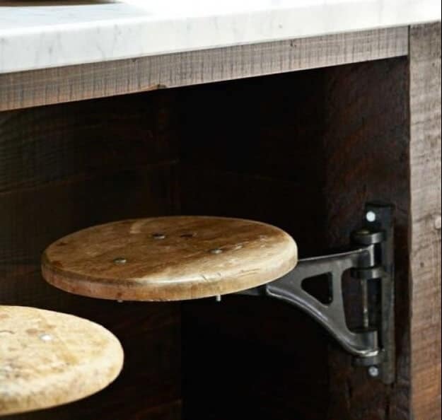 Save Room By Putting Barstools On Hinges So They Are Not In The Way