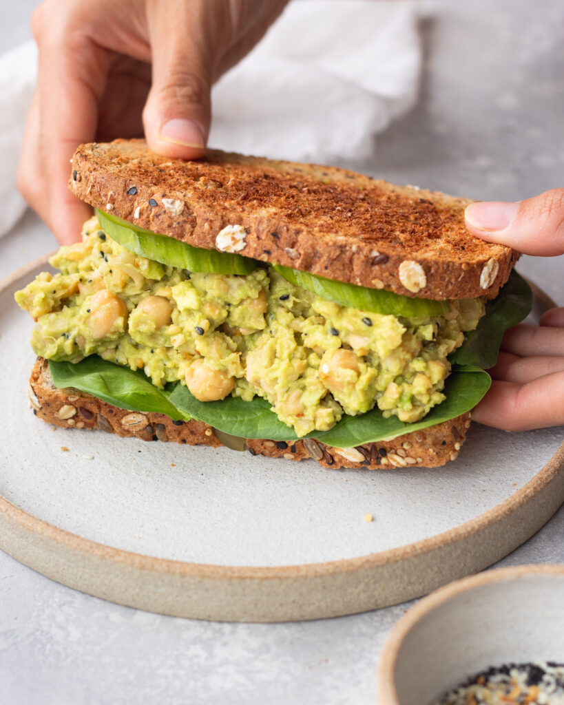 Smashed chickpea and avocado sandwich