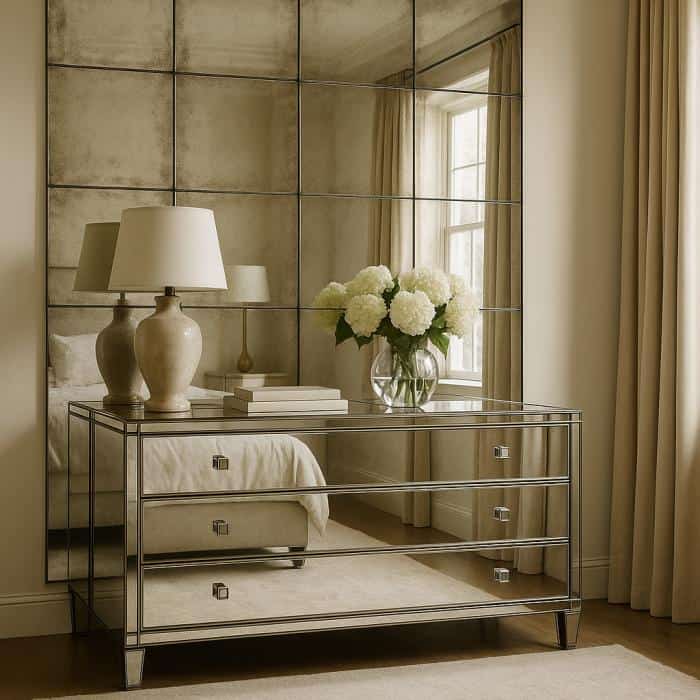 7. Mirrored Walls and Furniture
